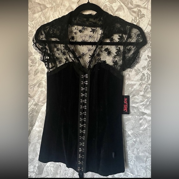 Tripp nyc Tops - NWT Vintage Size Small Tripp NYC Velvet Corset Floral Lace Milkmaid Coquette